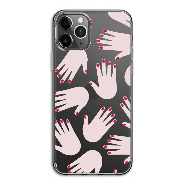 Hands pink: iPhone 11 Pro Transparant Hoesje