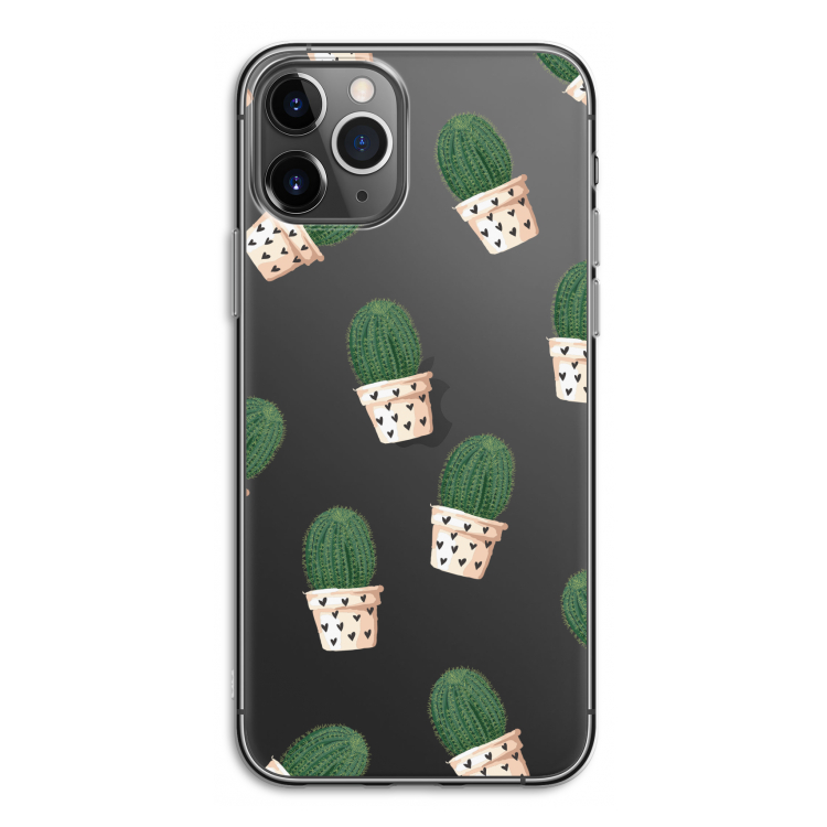 Cactusprint roze: iPhone 11 Pro Transparant Hoesje