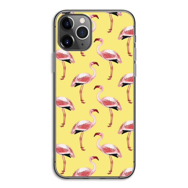 Flamingo's geel: iPhone 11 Pro Transparant Hoesje