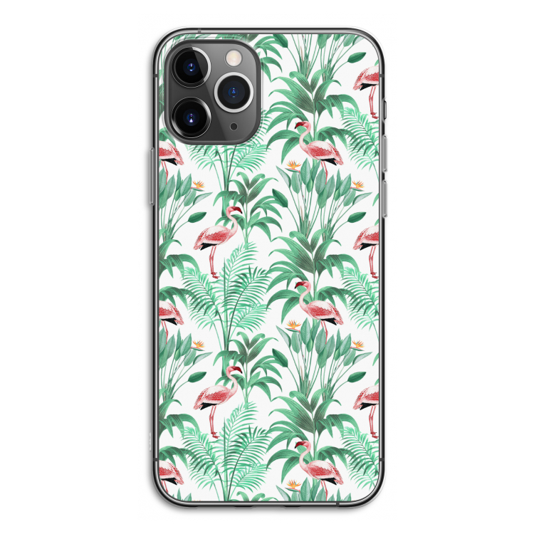 Flamingo bladeren: iPhone 11 Pro Transparant Hoesje
