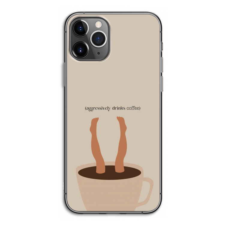 Aggressively drinks coffee: iPhone 11 Pro Transparant Hoesje
