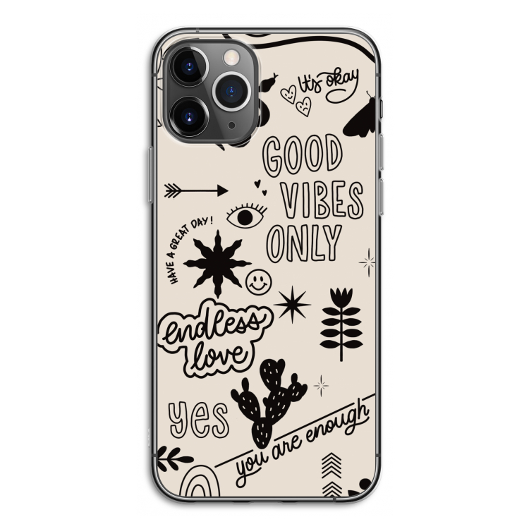 Good vibes: iPhone 11 Pro Transparant Hoesje