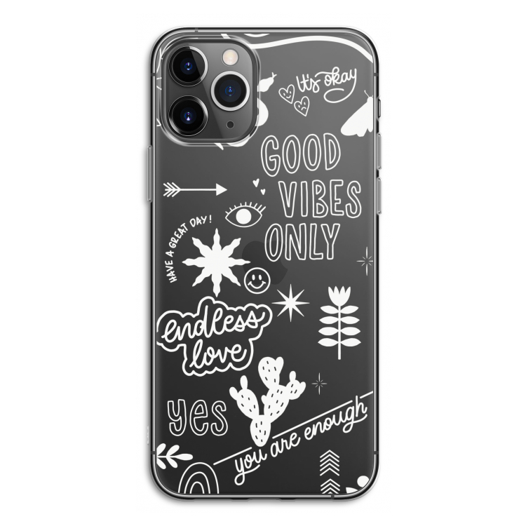 Good vibes: iPhone 11 Pro Transparant Hoesje