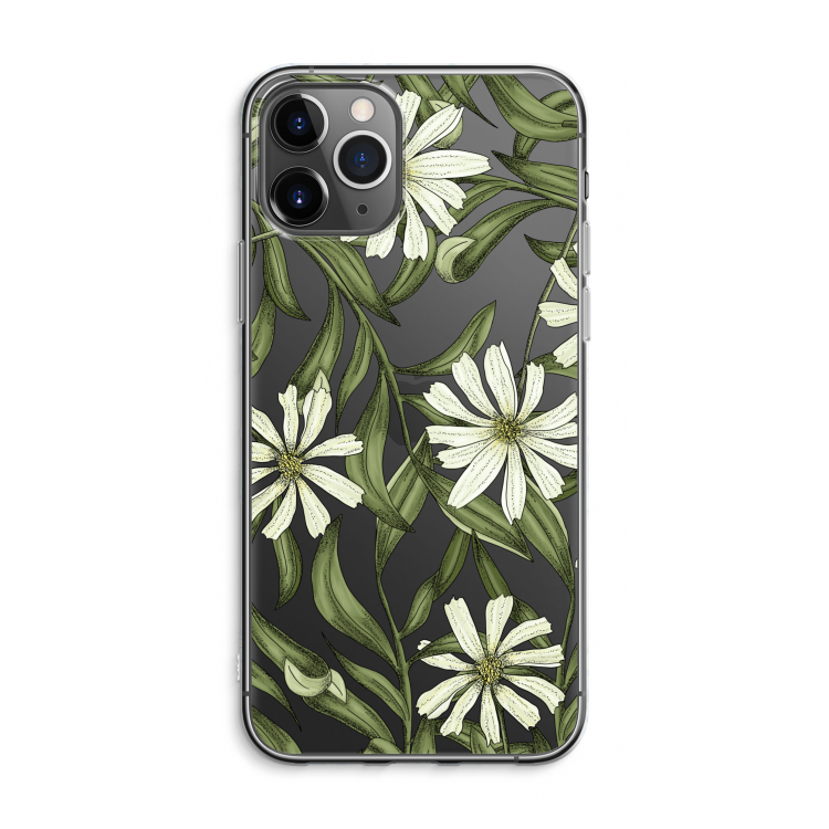 CaseCompany Wit bloemenpatroon: iPhone 11 Pro Max Transparant Hoesje