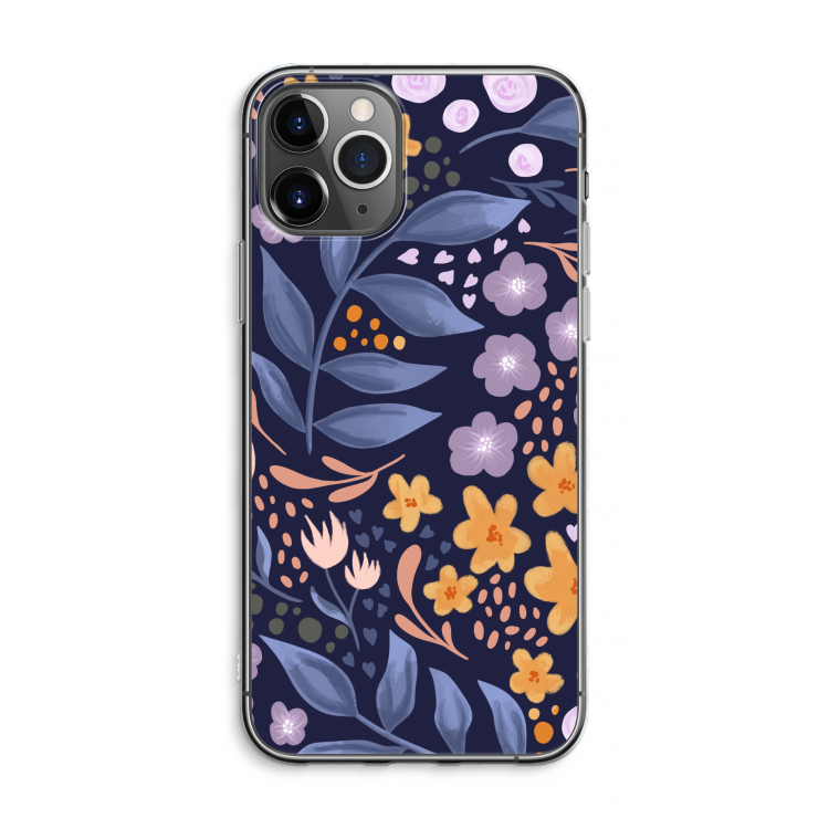 Flowers with blue leaves: iPhone 11 Pro Max Transparant Hoesje
