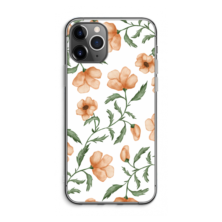 CaseCompany Peachy flowers: iPhone 11 Pro Max Transparant Hoesje