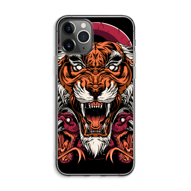 CaseCompany Tiger and Rattlesnakes: iPhone 11 Pro Max Transparant Hoesje