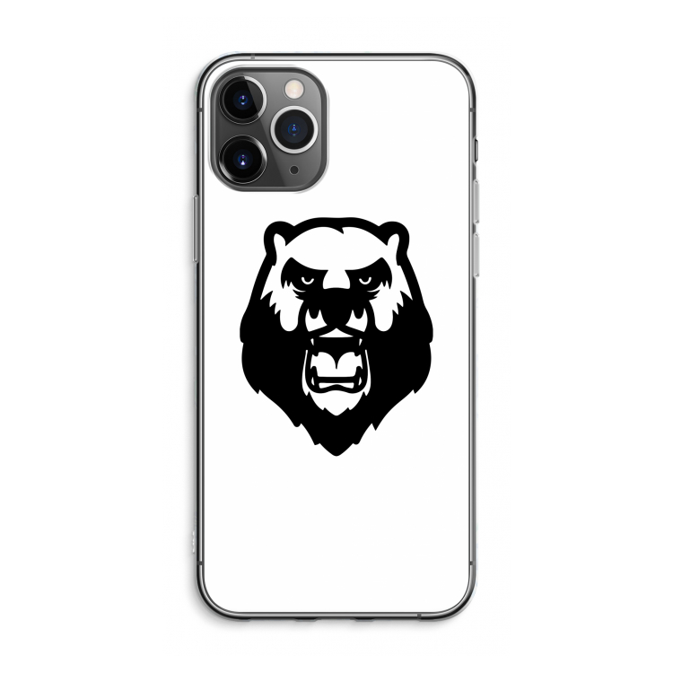 CaseCompany Angry Bear (white): iPhone 11 Pro Max Transparant Hoesje