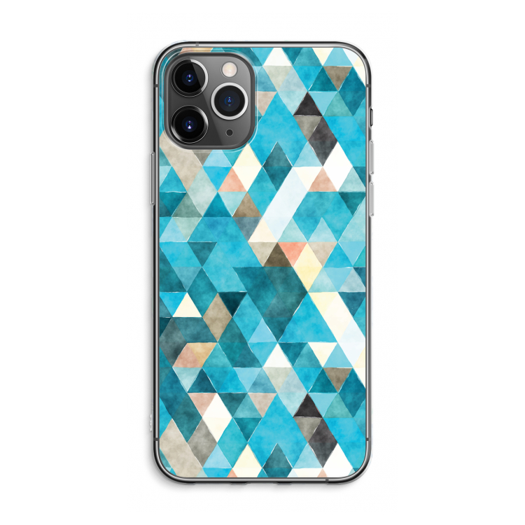 Gekleurde driehoekjes blauw: iPhone 11 Pro Max Transparant Hoesje