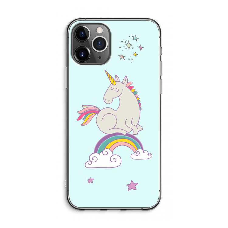 CaseCompany Regenboog eenhoorn: iPhone 11 Pro Max Transparant Hoesje