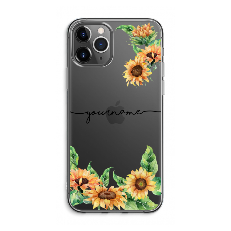 CaseCompany Zonnebloemen: iPhone 11 Pro Max Transparant Hoesje