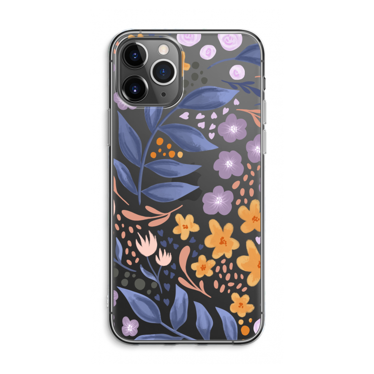 Flowers with blue leaves: iPhone 11 Pro Max Transparant Hoesje