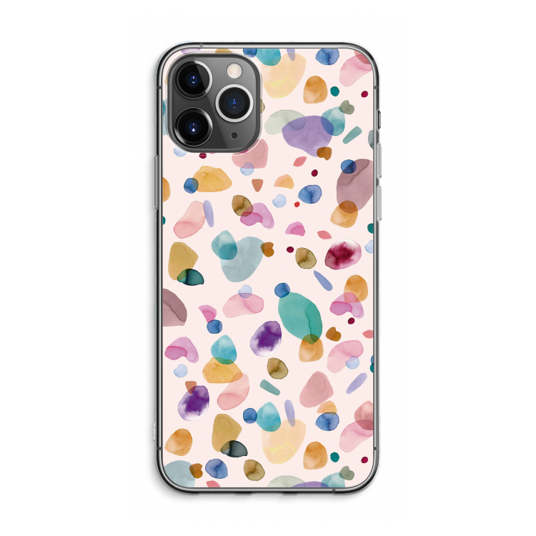CaseCompany Terrazzo Memphis Pink: iPhone 11 Pro Max Transparant Hoesje