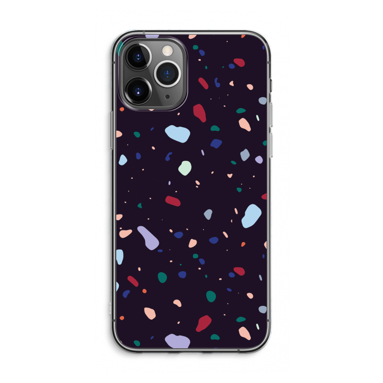 Dark Rounded Terrazzo: iPhone 11 Pro Max Transparant Hoesje