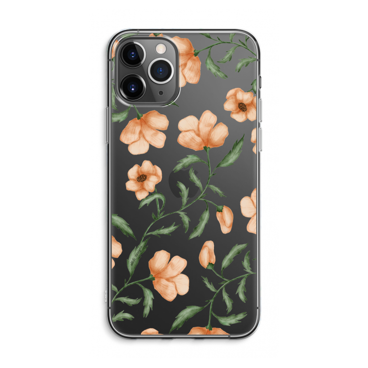 CaseCompany Peachy flowers: iPhone 11 Pro Max Transparant Hoesje