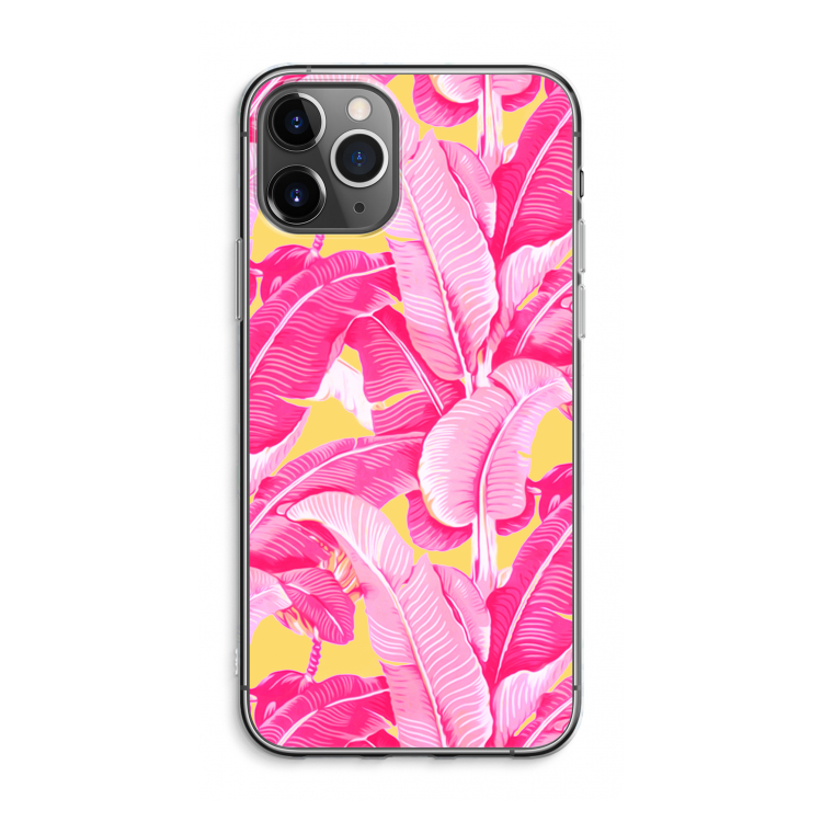 CaseCompany Pink Banana: iPhone 11 Pro Max Transparant Hoesje