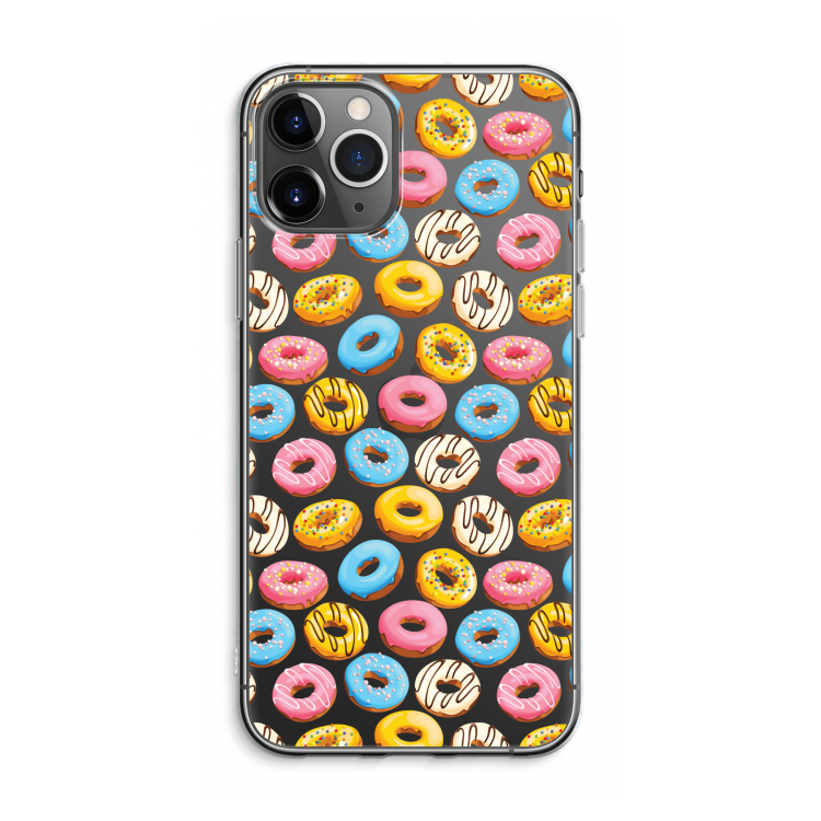 CaseCompany Pink donuts: iPhone 11 Pro Max Transparant Hoesje