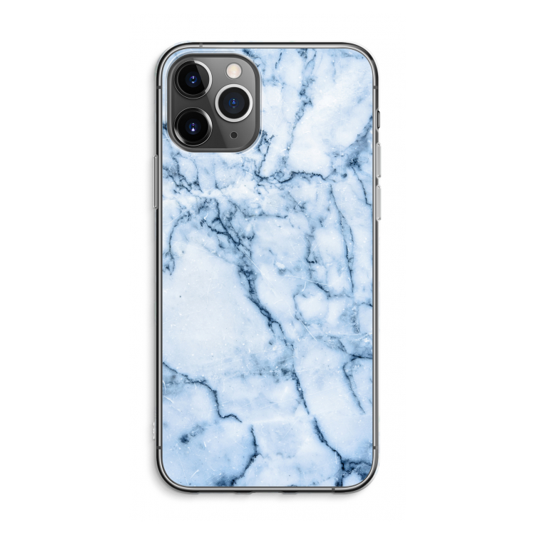 CaseCompany Blauw marmer: iPhone 11 Pro Max Transparant Hoesje