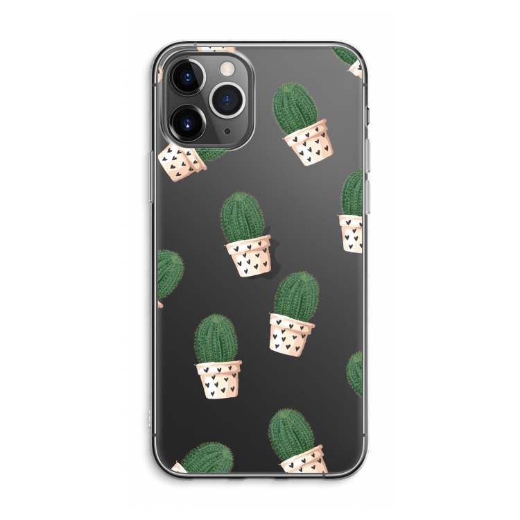 Cactusprint roze: iPhone 11 Pro Max Transparant Hoesje