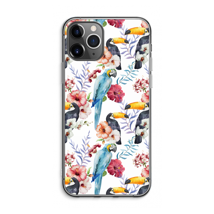 CaseCompany Bloemen tukan: iPhone 11 Pro Max Transparant Hoesje