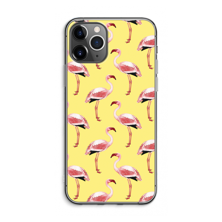 Flamingo's geel: iPhone 11 Pro Max Transparant Hoesje