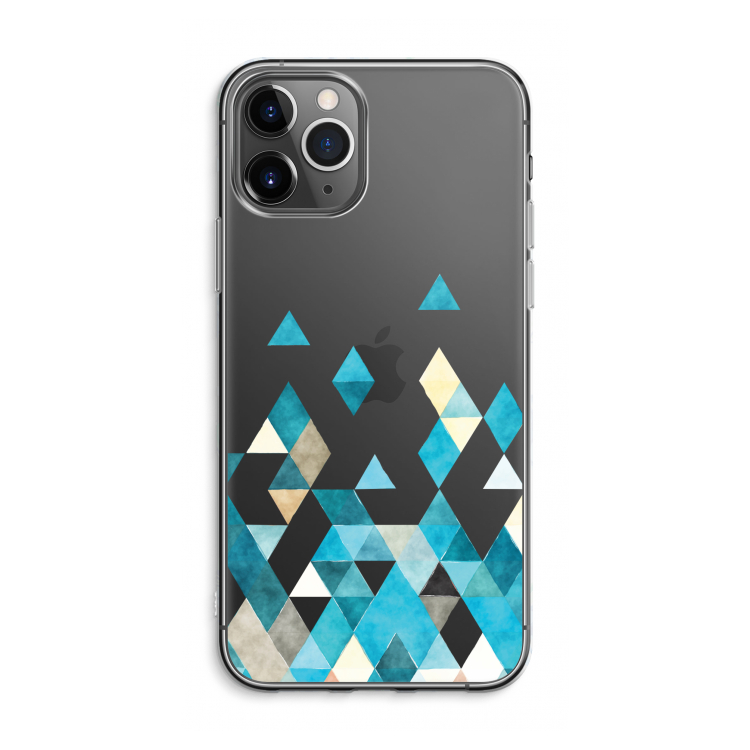 Gekleurde driehoekjes blauw: iPhone 11 Pro Max Transparant Hoesje