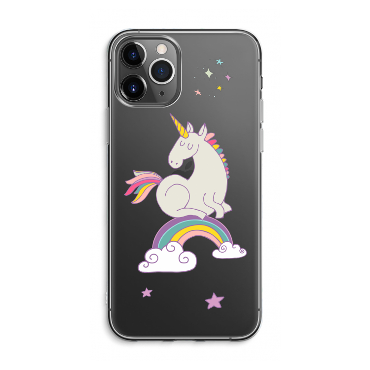 CaseCompany Regenboog eenhoorn: iPhone 11 Pro Max Transparant Hoesje