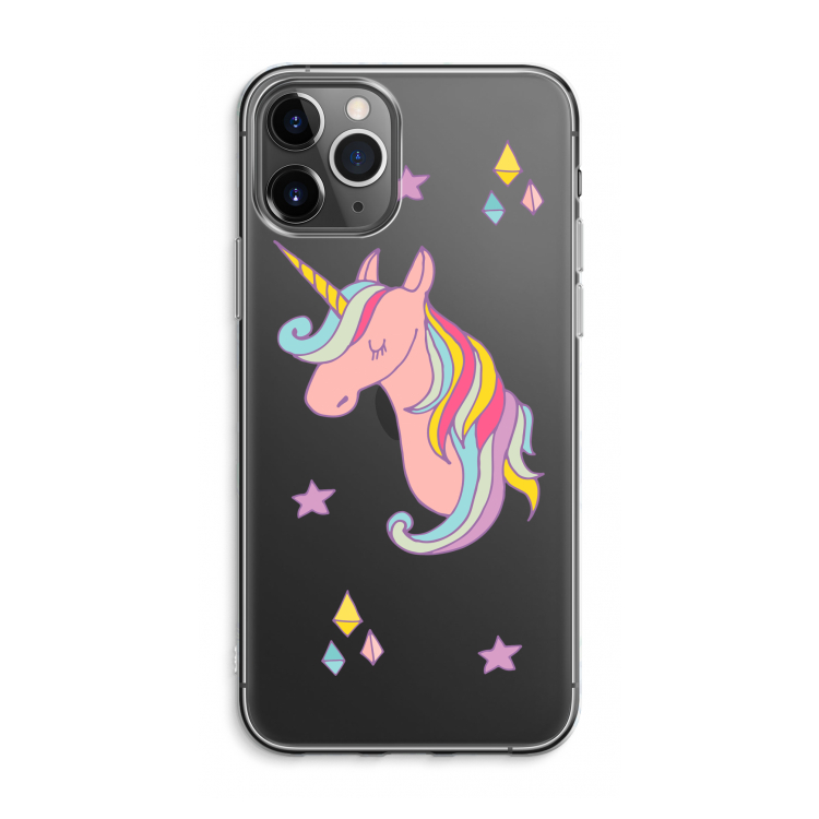 CaseCompany Roze eenhoorn: iPhone 11 Pro Max Transparant Hoesje