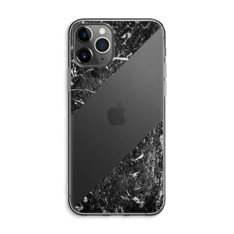 CaseCompany Zwart marmer: iPhone 11 Pro Max Transparant Hoesje