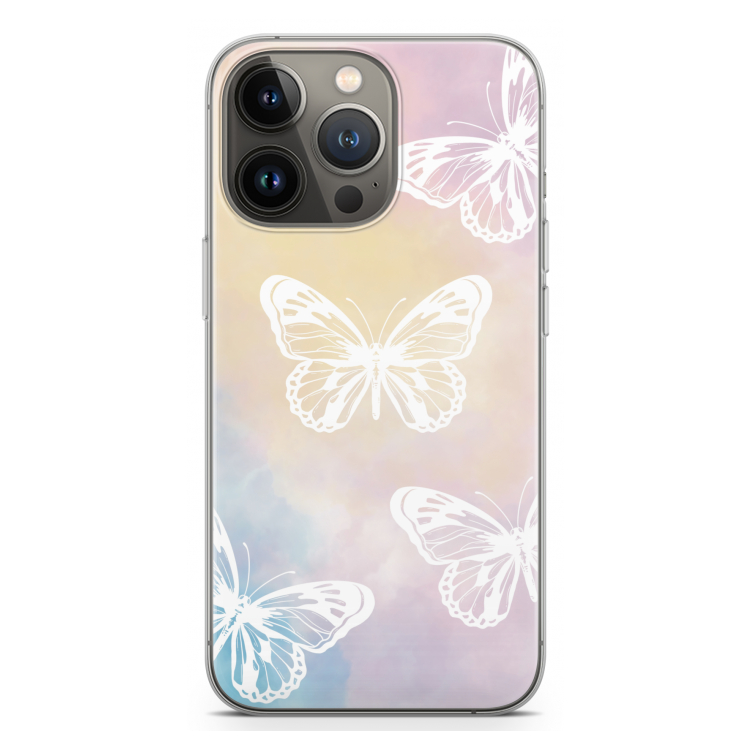 White butterfly: iPhone 13 Pro Transparant Hoesje