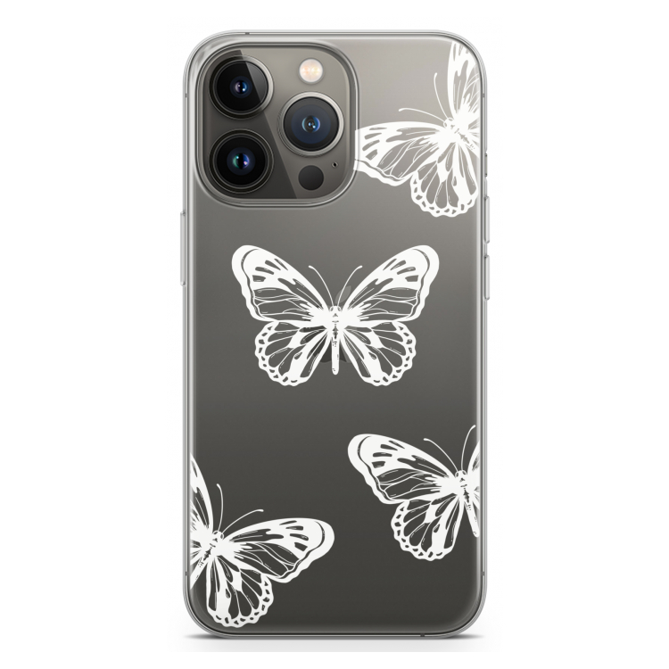 White butterfly: iPhone 13 Pro Transparant Hoesje