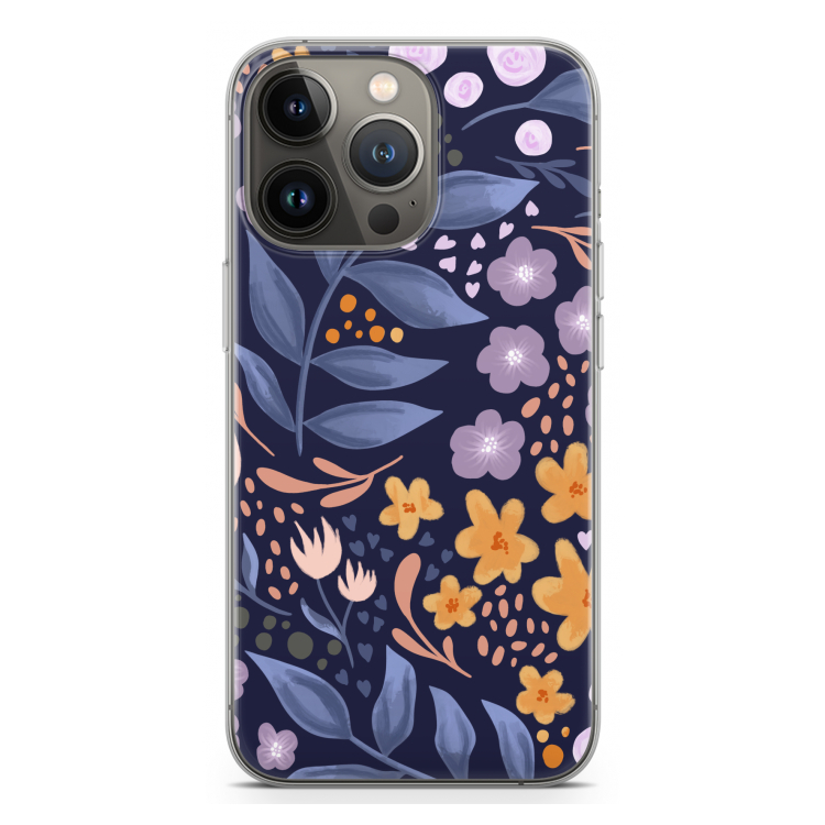 Flowers with blue leaves: iPhone 13 Pro Transparant Hoesje