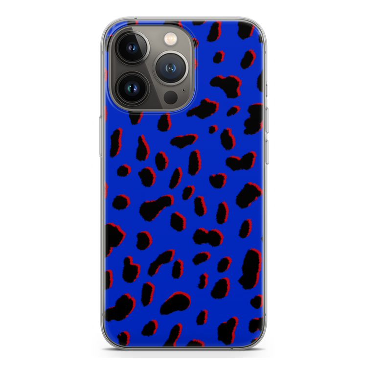 Blue Leopard: iPhone 13 Pro Transparant Hoesje