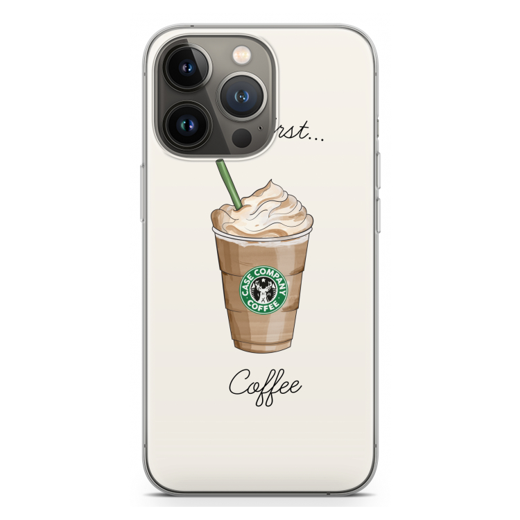 But first coffee: iPhone 13 Pro Transparant Hoesje