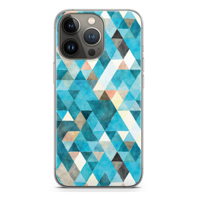 Gekleurde driehoekjes blauw: iPhone 13 Pro Transparant Hoesje