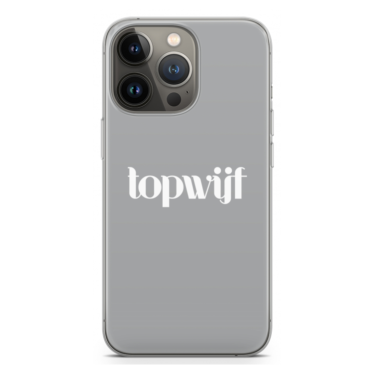 Topwijf Grijs Wit: iPhone 13 Pro Transparant Hoesje