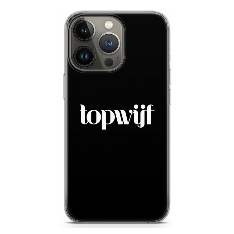Topwijf Zwart: iPhone 13 Pro Transparant Hoesje
