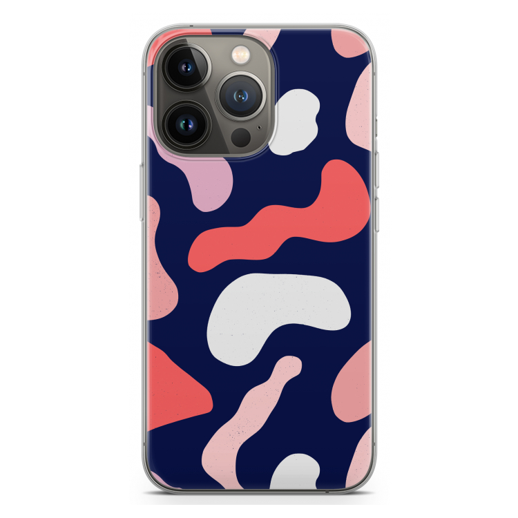 Memphis Shapes Pink: iPhone 13 Pro Transparant Hoesje