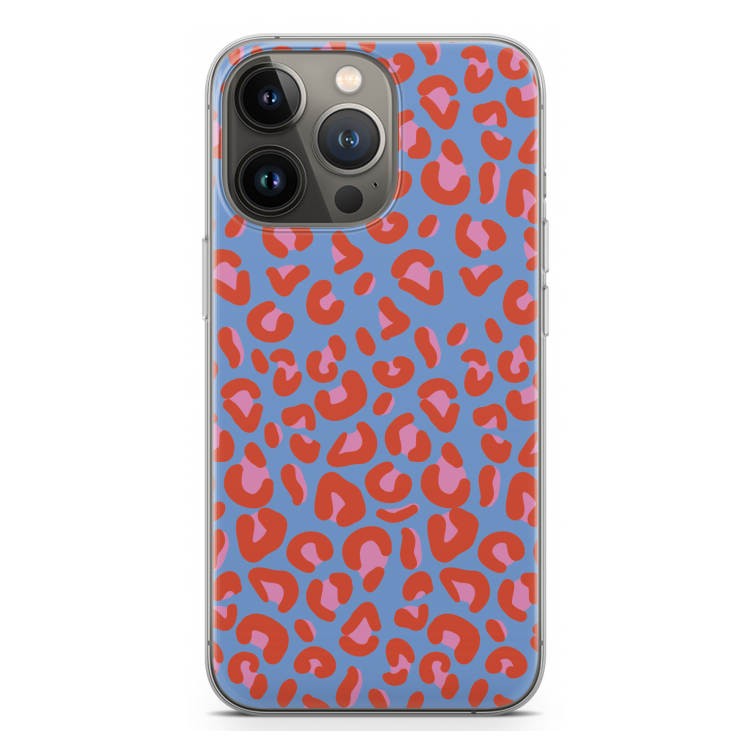 Leopard blue: iPhone 13 Pro Transparant Hoesje