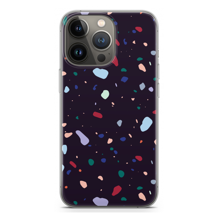 Dark Rounded Terrazzo: iPhone 13 Pro Transparant Hoesje