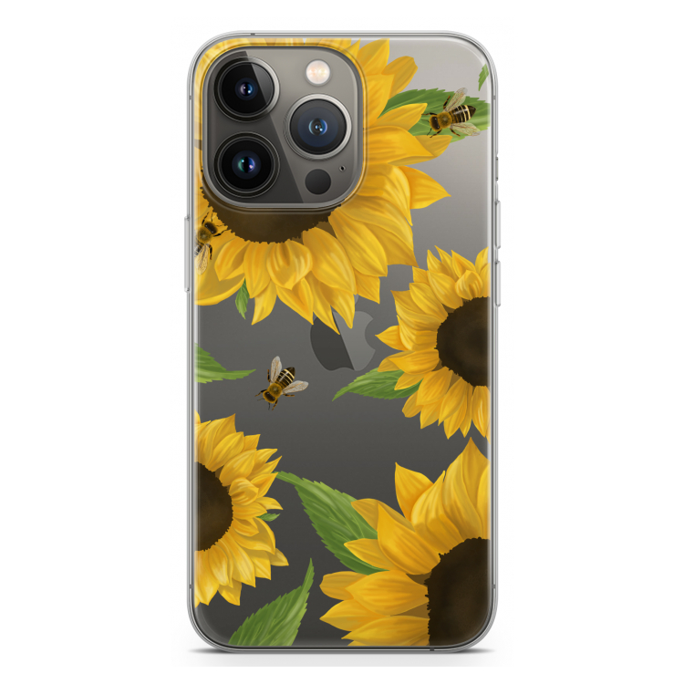 Sunflower and bees: iPhone 13 Pro Transparant Hoesje