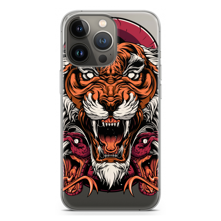 Tiger and Rattlesnakes: iPhone 13 Pro Transparant Hoesje