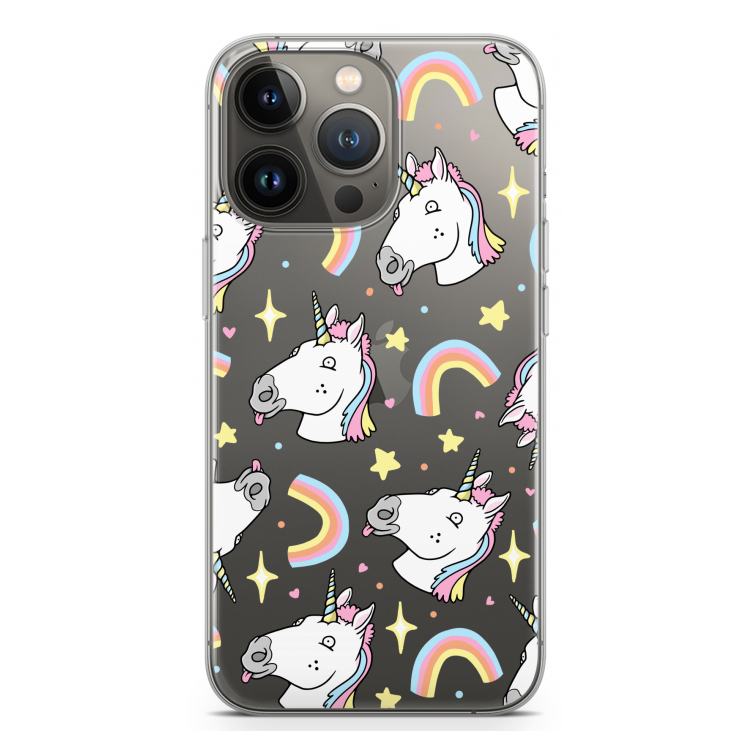 Rainbow Unicorn: iPhone 13 Pro Transparant Hoesje
