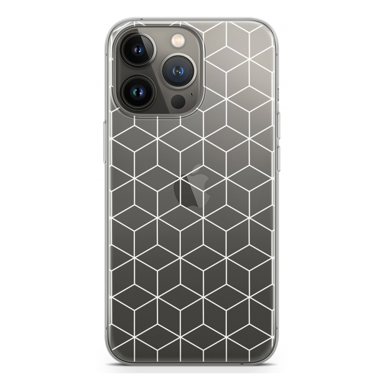 Zwart-witte kubussen: iPhone 13 Pro Transparant Hoesje