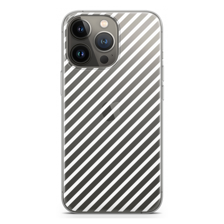 Strepen zwart-wit: iPhone 13 Pro Transparant Hoesje
