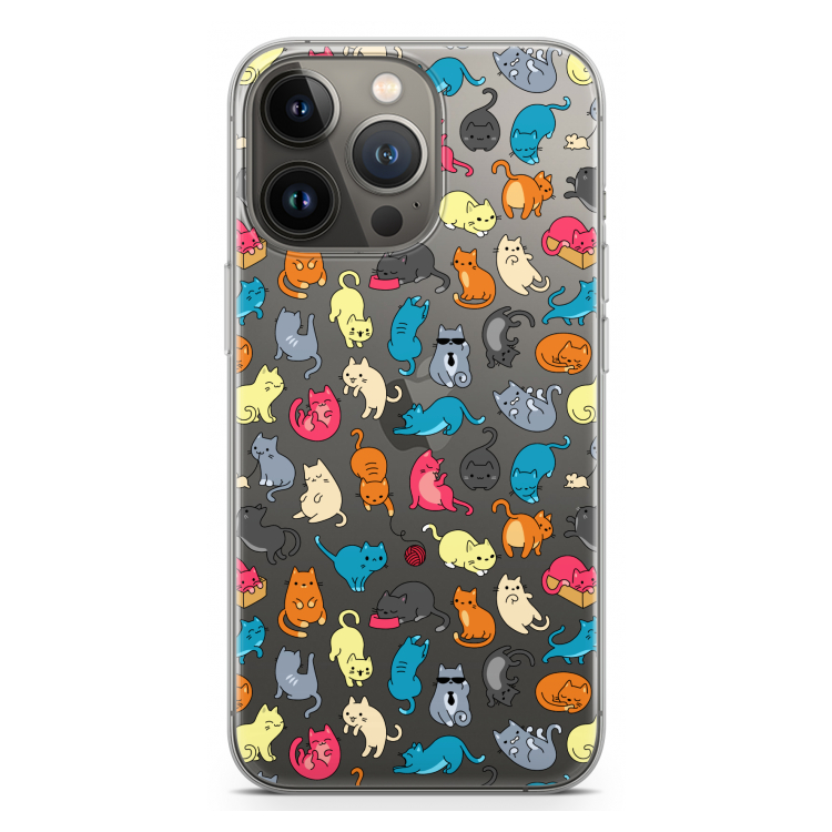 Kleurrijke katten: iPhone 13 Pro Transparant Hoesje