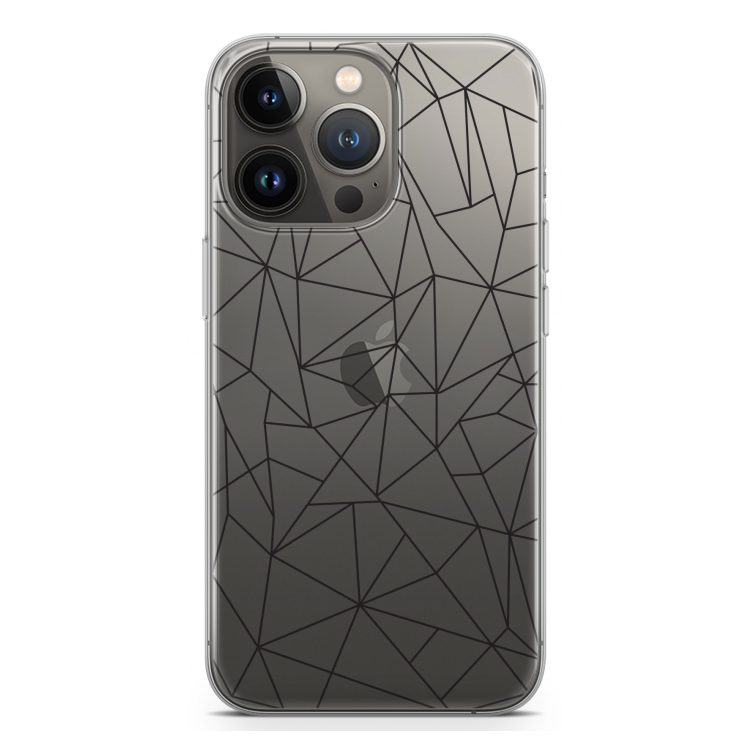 Geometrische lijnen zwart: iPhone 13 Pro Transparant Hoesje