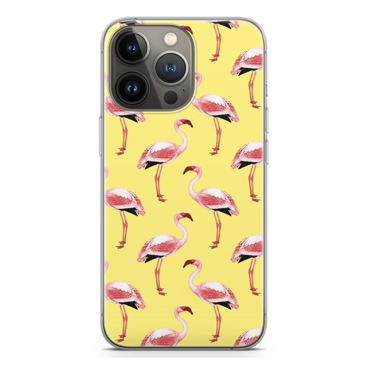 Flamingo's geel: iPhone 13 Pro Transparant Hoesje
