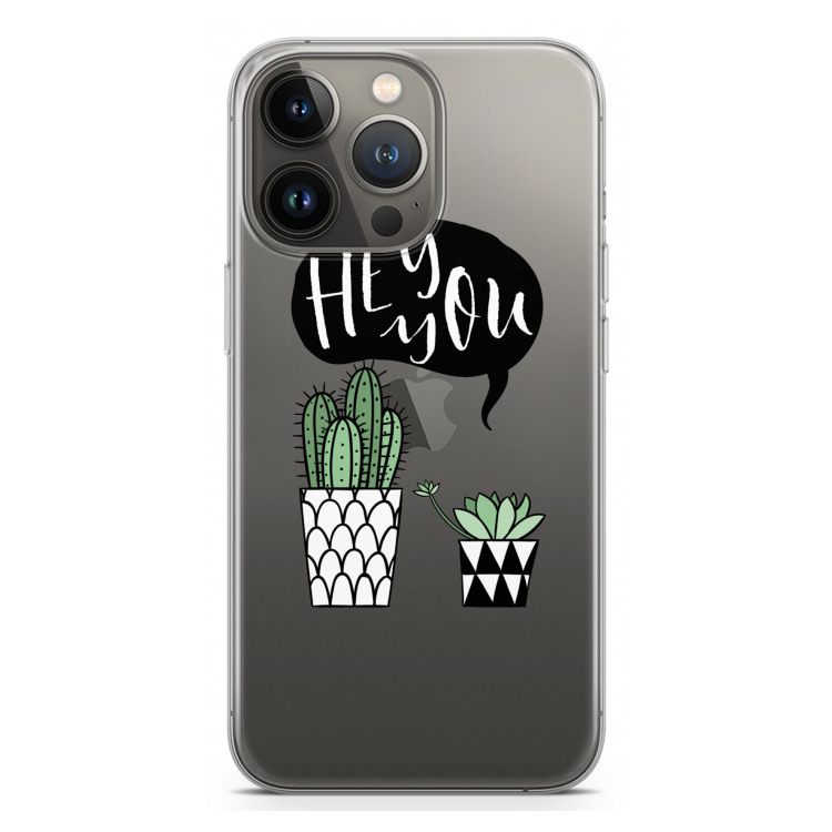 Hey you cactus: iPhone 13 Pro Transparant Hoesje