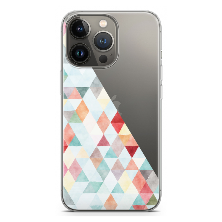 Gekleurde driehoekjes pastel: iPhone 13 Pro Transparant Hoesje
